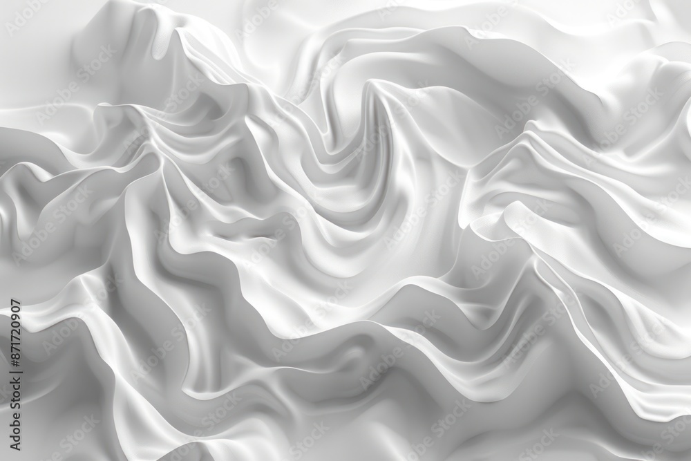 Fototapeta premium The image is a white, flowing fabric with a wave-like pattern