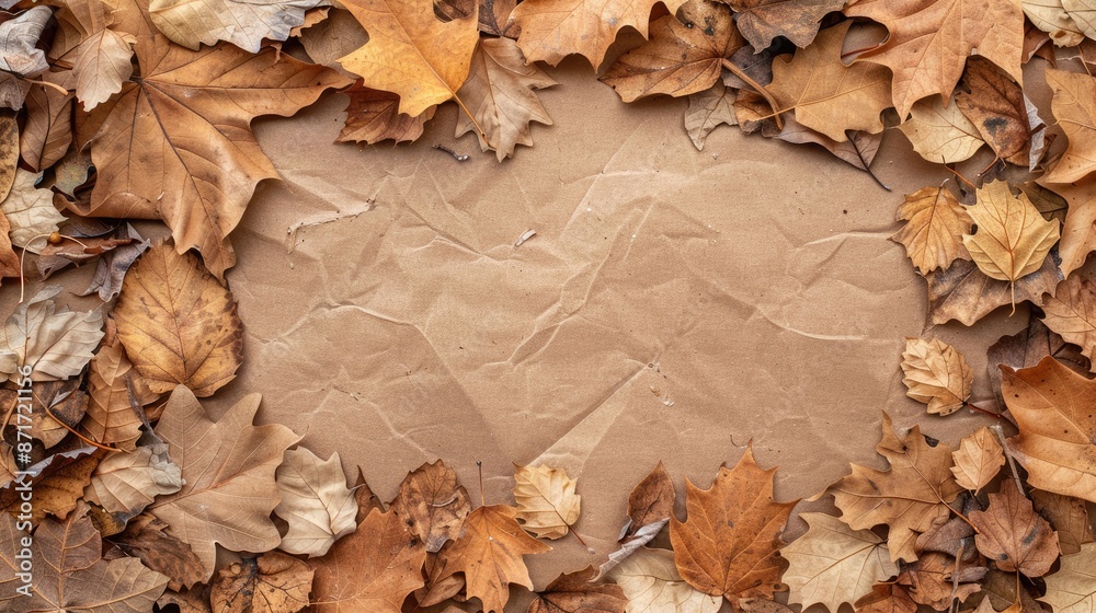 Preserve dried leaves on cardboard for a background picture Preserve dried leaves on cardboard for a background picture