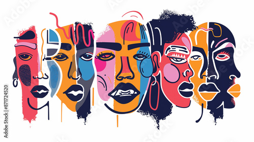 

contemporary abstract colorful faces wall art