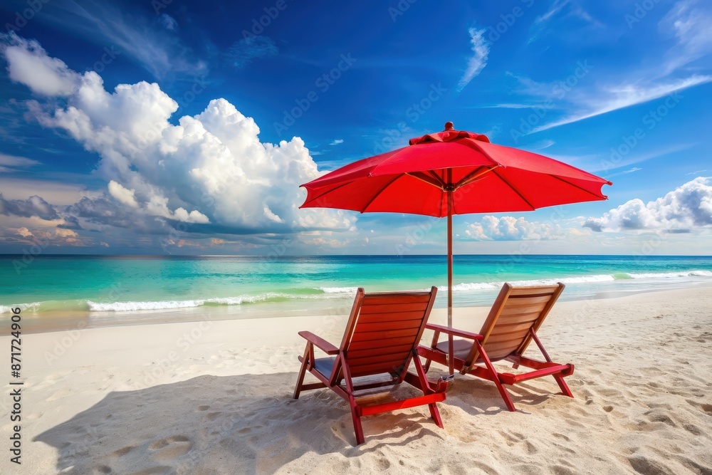 Armchairs with umbrella on a tropical beach Armchairs with umbrella on a tropical beach