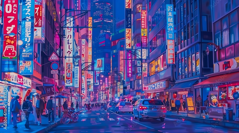 Obraz premium Neon Lights of Tokyo Street
