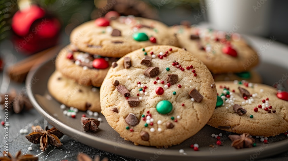 Christmas cookies with chocolate and sprinkles Christmas cookies with chocolate and sprinkles