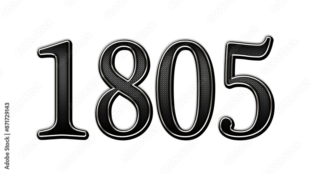 black metal 3d design of number 1805 on white background. black metal 3d design of number 1805 on white background.