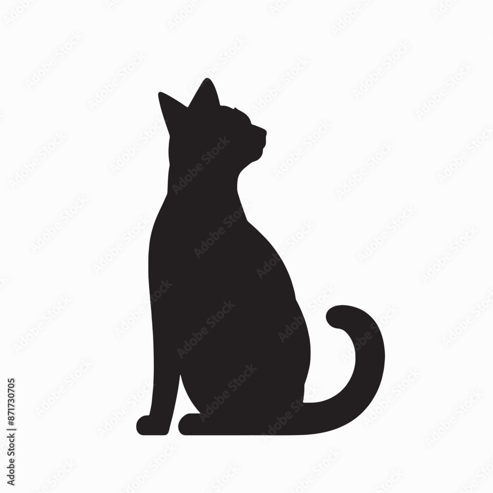 black silhouette of a cat simple illustration in white background