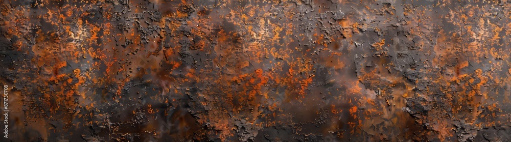 Rusty wood and metal banner texture with orange and brown rusty metal and corten steel stone Rusty wood and metal banner texture with orange and brown rusty metal and corten steel stone