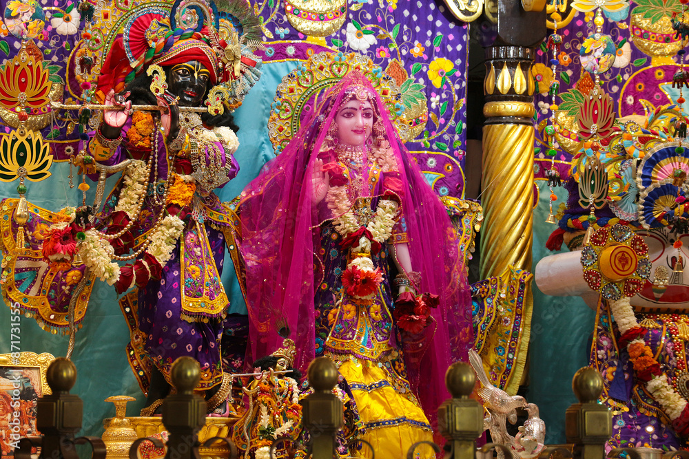 Radha and Krishna on the altar in a Hindu temple in India. Radha and Krishna on the altar in a Hindu temple in India.