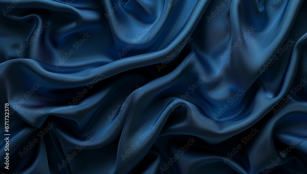 Obraz premium Abstract and elegant panoramic banner for fashion wallpaper or backdrop. Soft fabric ocean blue texture background.