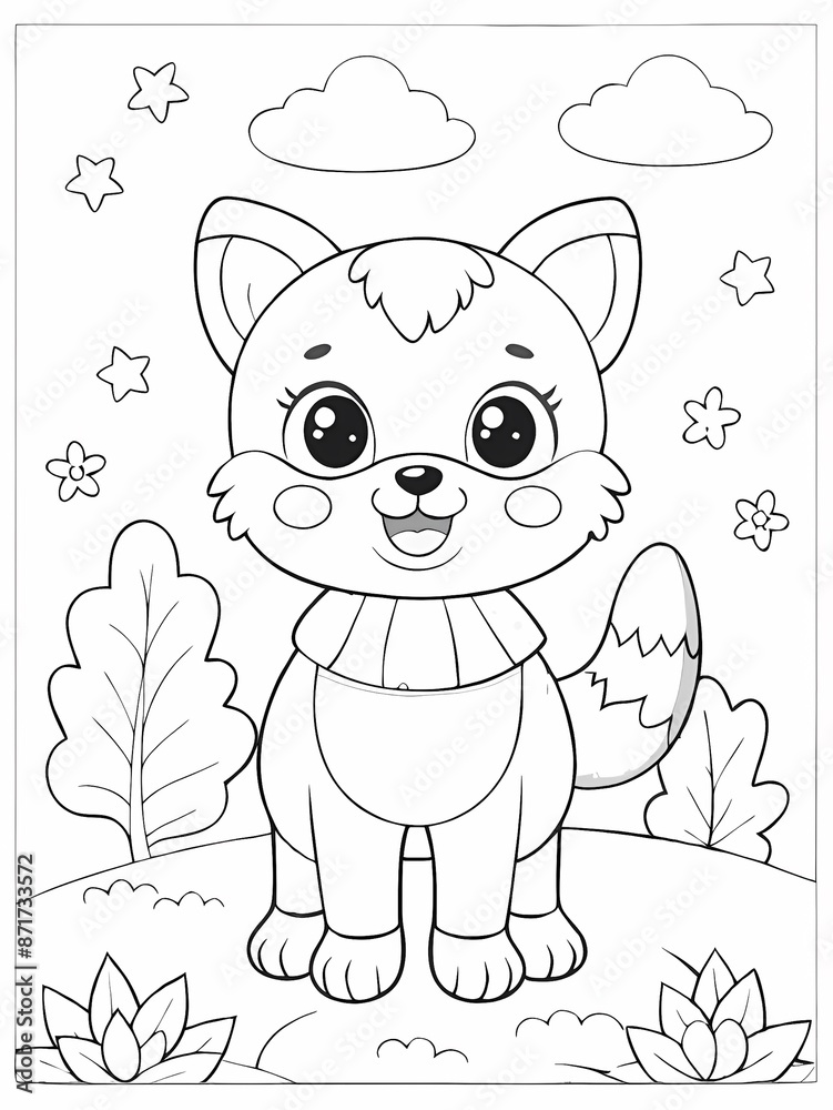 Fototapeta premium delightful coloring pages, featuring cute and whimsical designs of a llama and a fox. Perfect for young artists, these pages provide a fun and engaging activity that encourages creativity and fine mot