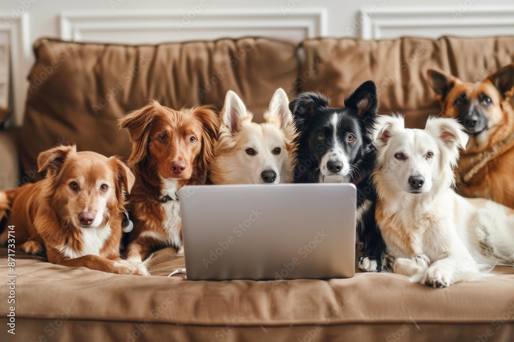 custom made wallpaper toronto digitalFunny Message. Dogs Having a Chat on Laptop in a Business Meeting on Video Call