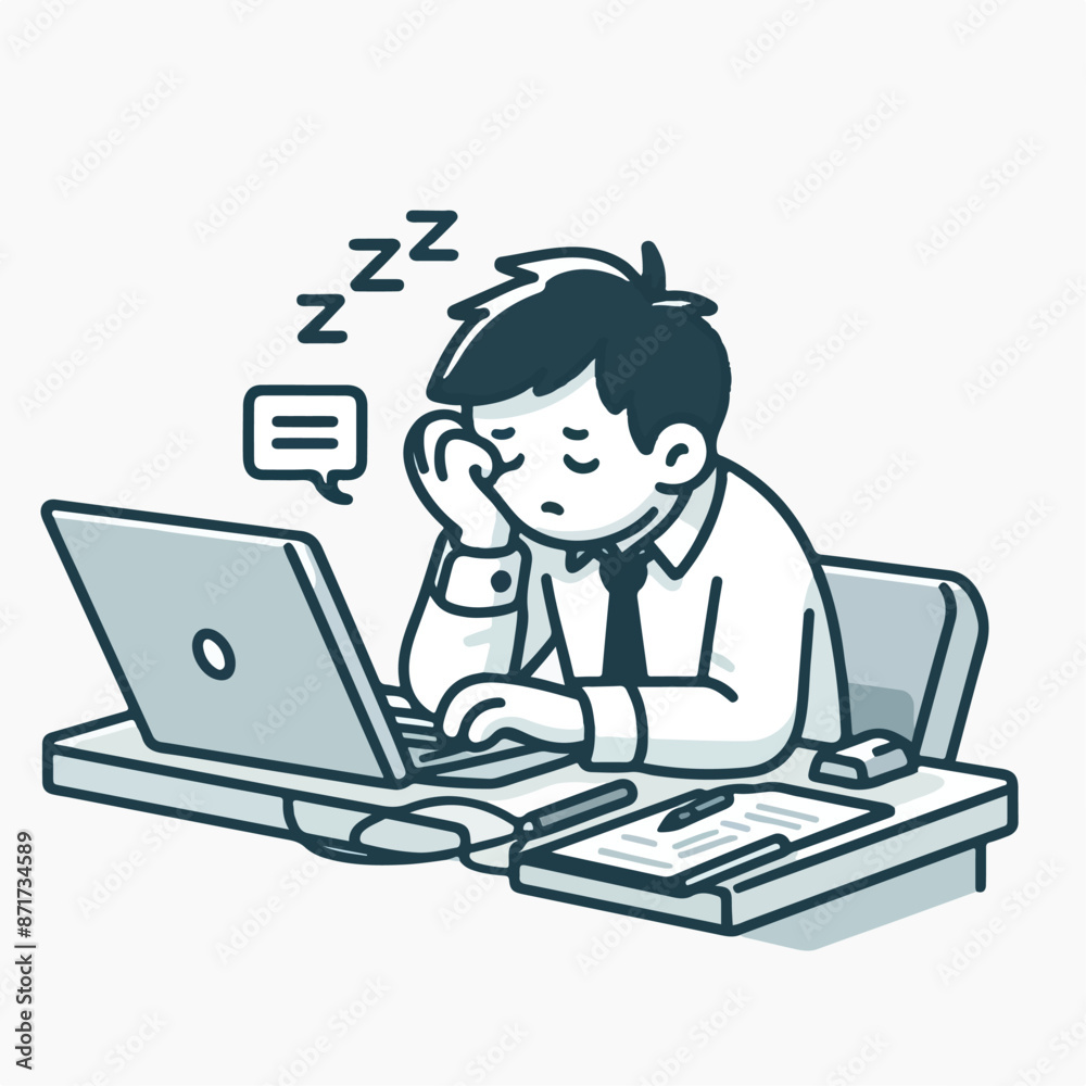 Vector image of tired person after learning Vector image of tired person after learning