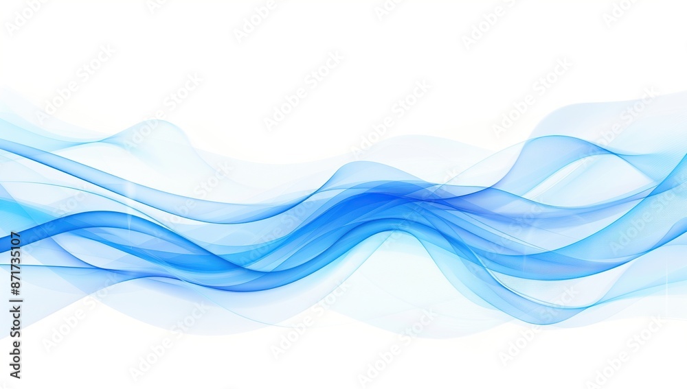 Naklejka premium Abstract Blue Waves on White Background