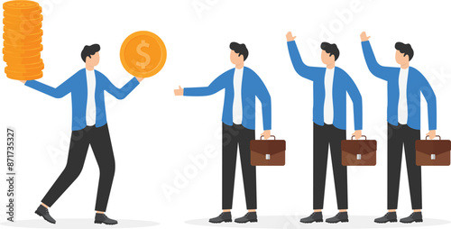 Illustration about people are happy after getting money, Payday illustration concept for business banner, website or landing page

