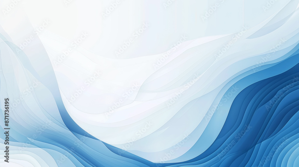 Obraz premium Aesthetic pastel soft blue background template for business or diploma presentation. Waves concept. Generative AI