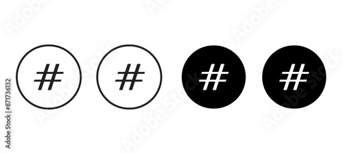 hashtag icon in red speech bubble. social media trends icon, digital marketing advertising signs - hash tags symbol. explore trending icons. vector illustration.