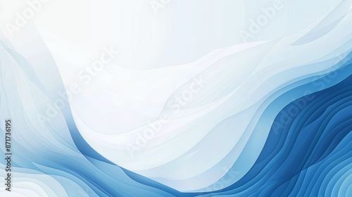 Aesthetic pastel soft blue background template for business or diploma presentation. Waves concept. Generative AI