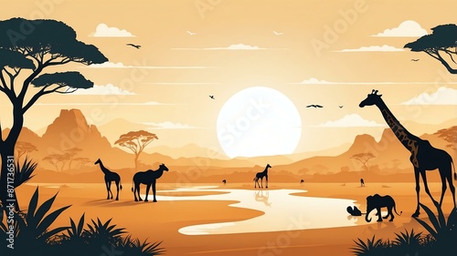 Wallpaper Mural safari themed wallpaper for presentations and offices background Torontodigital.ca