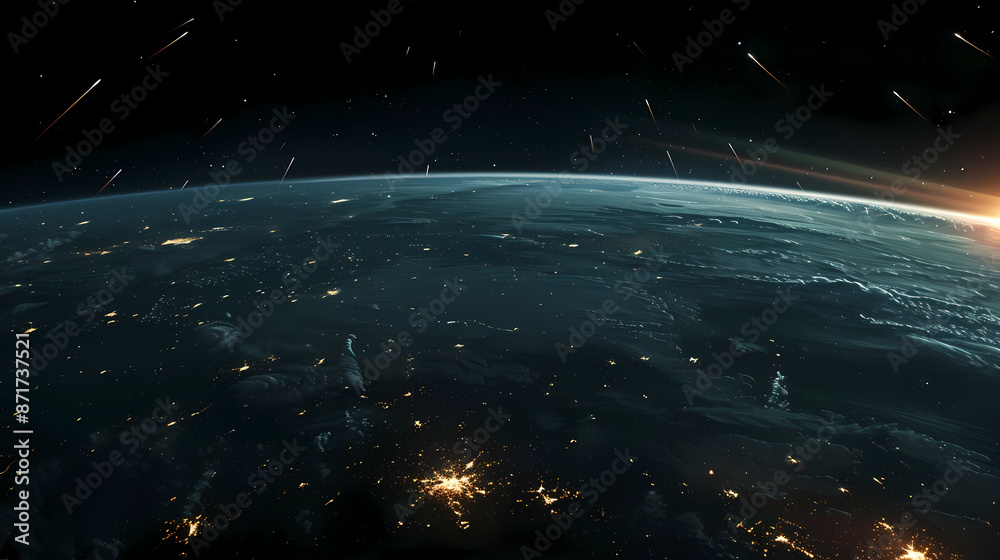 Wide angle shot of Earth from space Wide angle shot of Earth from space