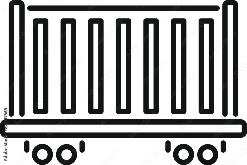 Line drawing of a train platform with empty carriages waiting for passengers to board Line drawing of a train platform with empty carriages waiting for passengers to board