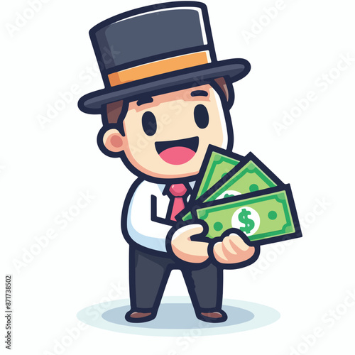 Vector image of a person holding a lot of money