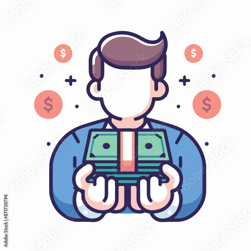 Vector image of a person holding a lot of money