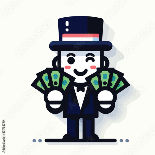 Vector image of a person holding a lot of money