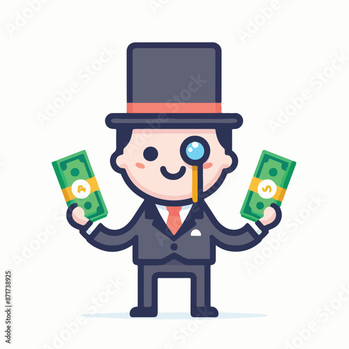 Vector image of a person holding a lot of money