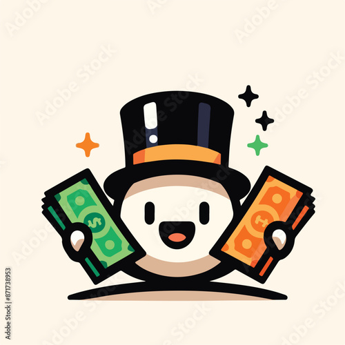 Vector image of a person holding a lot of money