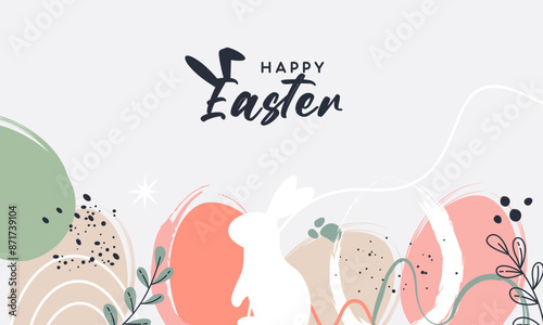 Happy Easter banner. Trendy Easter design with typography,