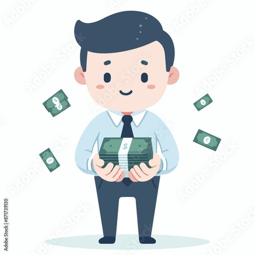 Vector image of a person holding a lot of money