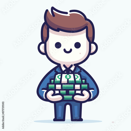 Vector image of a person holding a lot of money