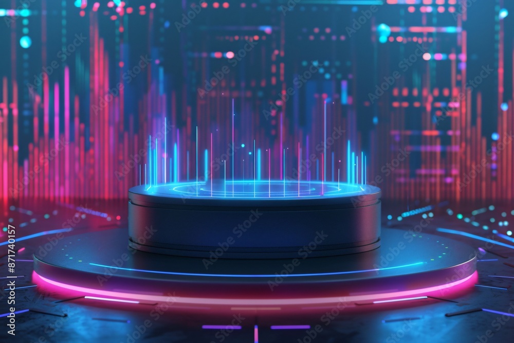 Neon Podium with Analytics Display Neon Podium with Analytics Display