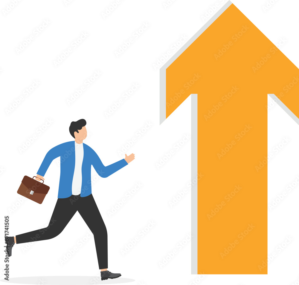 The doorway to success, key to success, business goals, target achievement, successful career or victory concept. Businessman is running toward the arrow.
The doorway to success, key to success, business goals, target achievement, successful career or victory concept. Businessman is running toward the arrow.