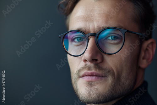 Photo of european man in glasses. Png high quality image. For banners and glasses shop advertising web banners and printing. 