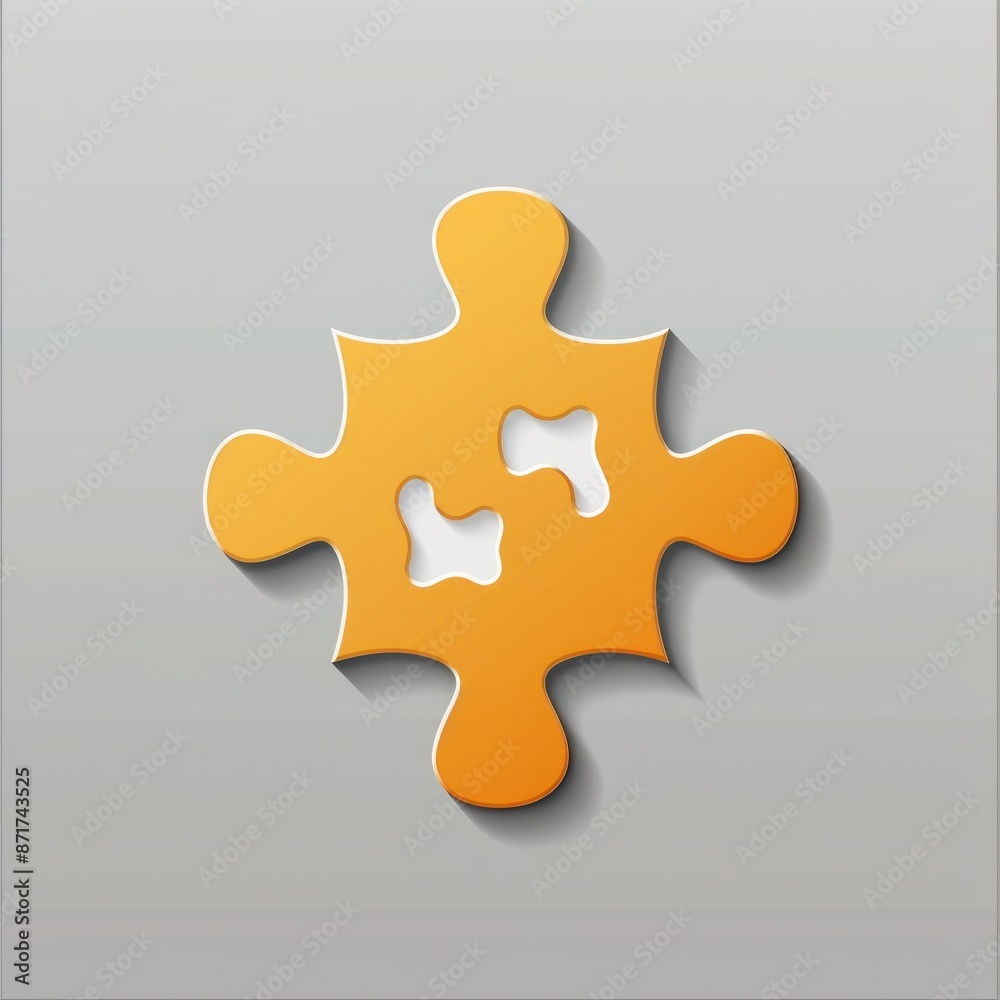 Obraz premium Single White Puzzle Piece Casts a Shadow on a Smooth Grey Surface - Generative AI