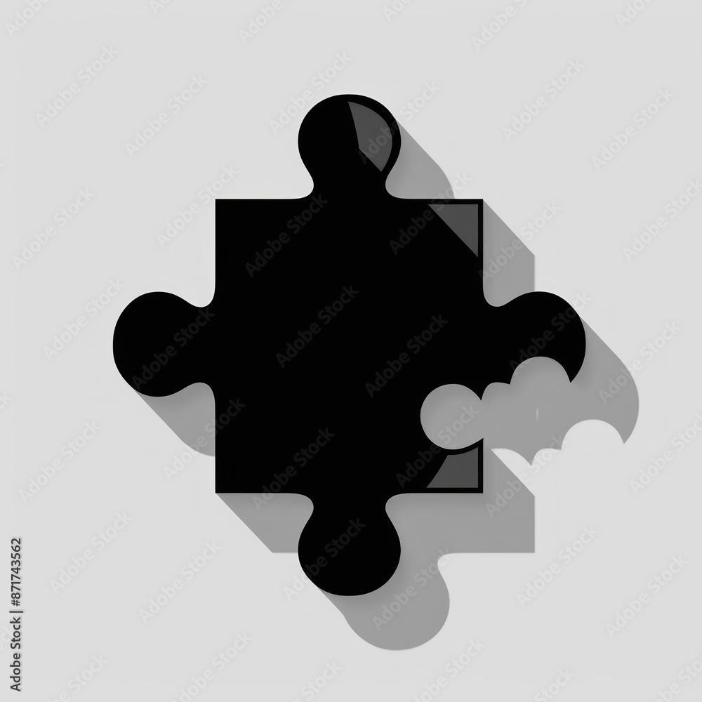 Single White Puzzle Piece Casts a Shadow on a Smooth Grey Surface - Generative AI Single White Puzzle Piece Casts a Shadow on a Smooth Grey Surface - Generative AI