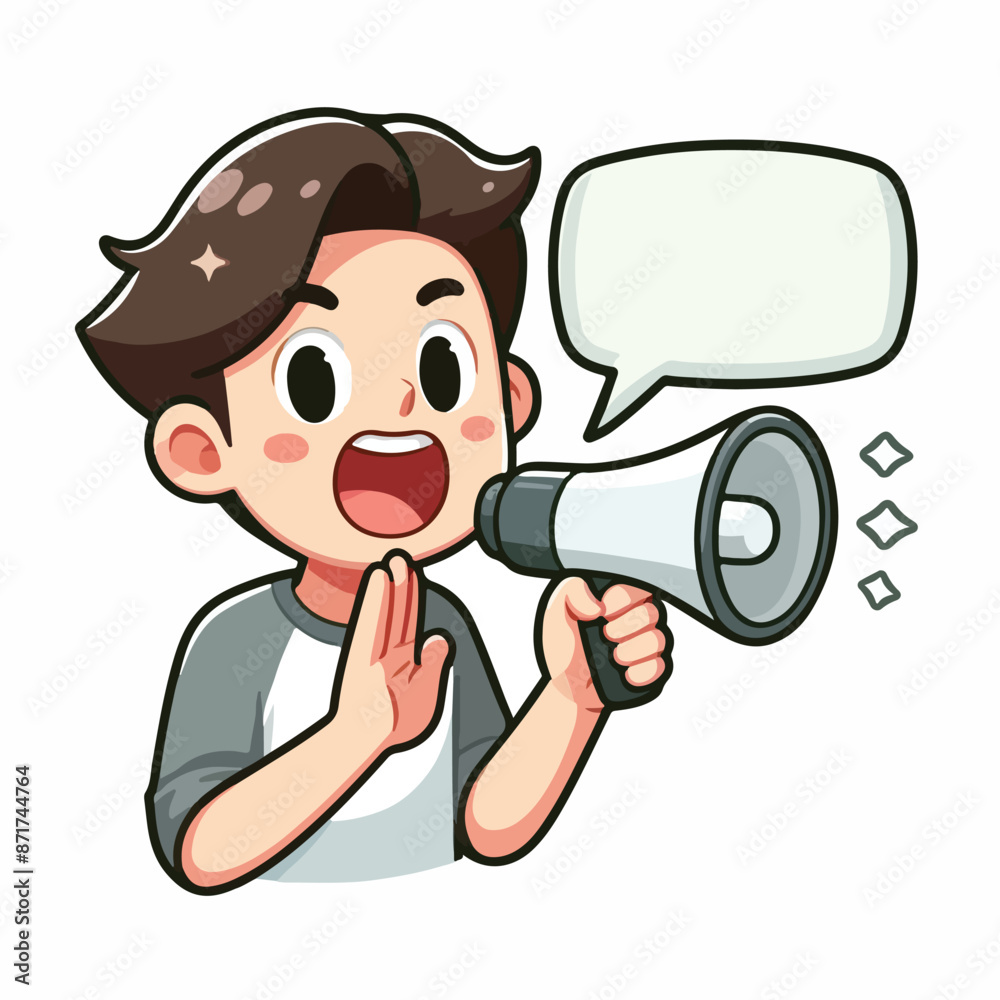 Vector image of person giving an announcement Vector image of person giving an announcement