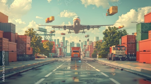 Various Cargo Transports Symbolize Interconnected Logistics Supporting the Modern Global Marketplace