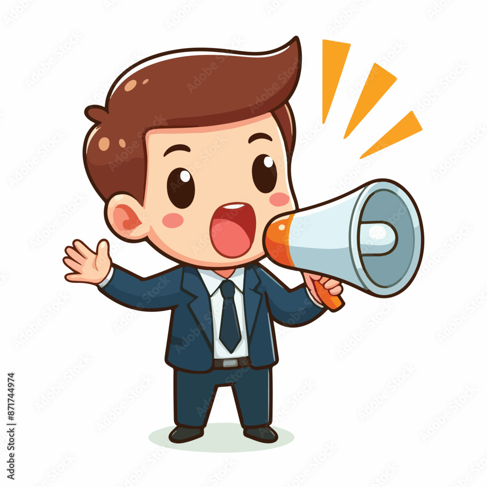Vector image of person giving an announcement Vector image of person giving an announcement