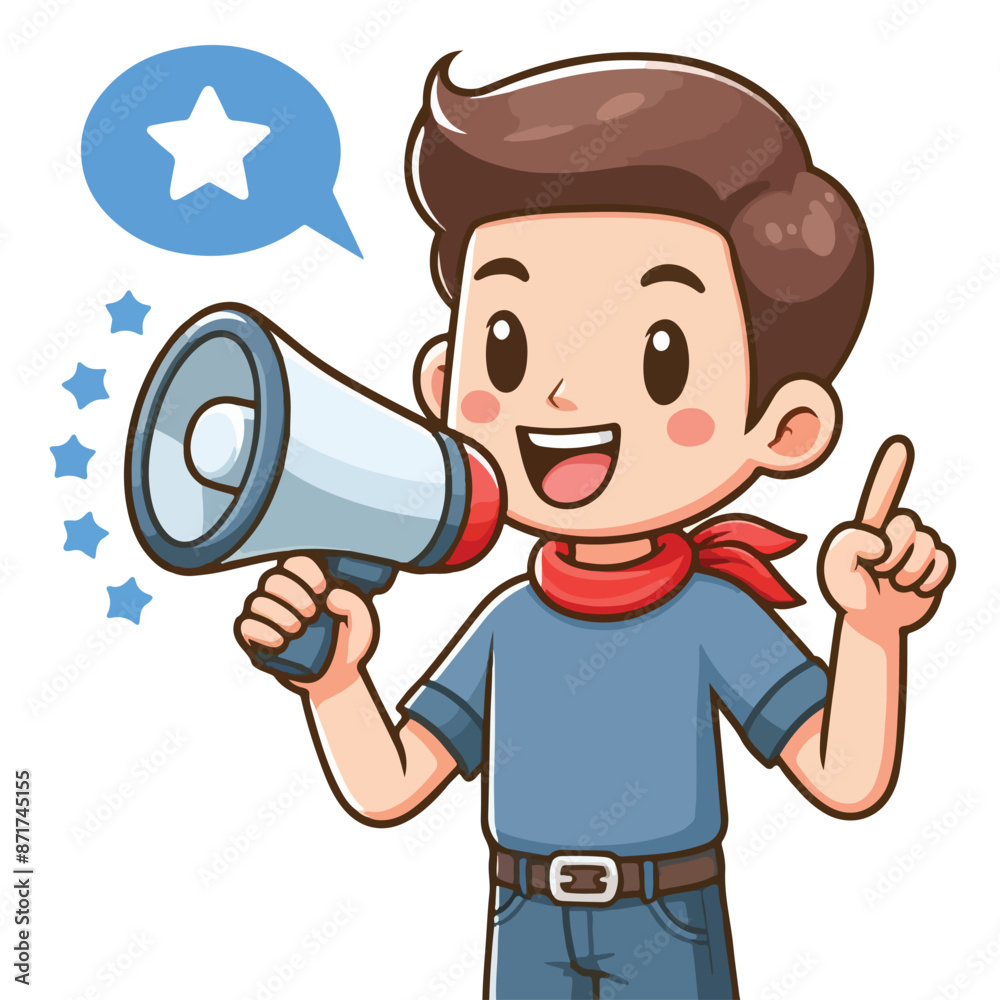 Vector image of person giving an announcement Vector image of person giving an announcement