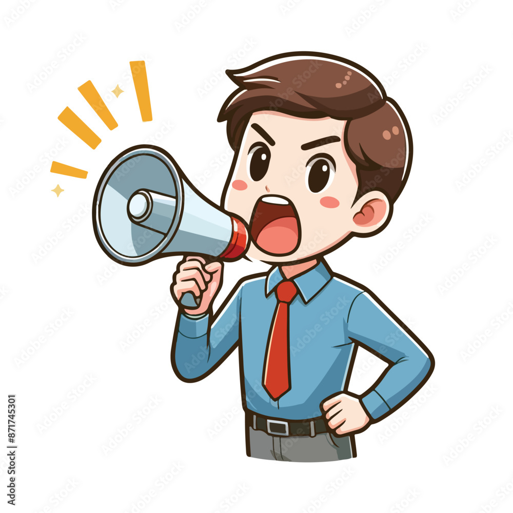 Vector image of person giving an announcement Vector image of person giving an announcement