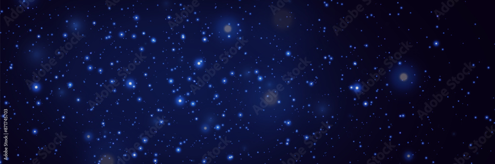 Fototapeta premium Realistic glow of the starry sky, Starry nights with bright sparkles. Magic dust particles.