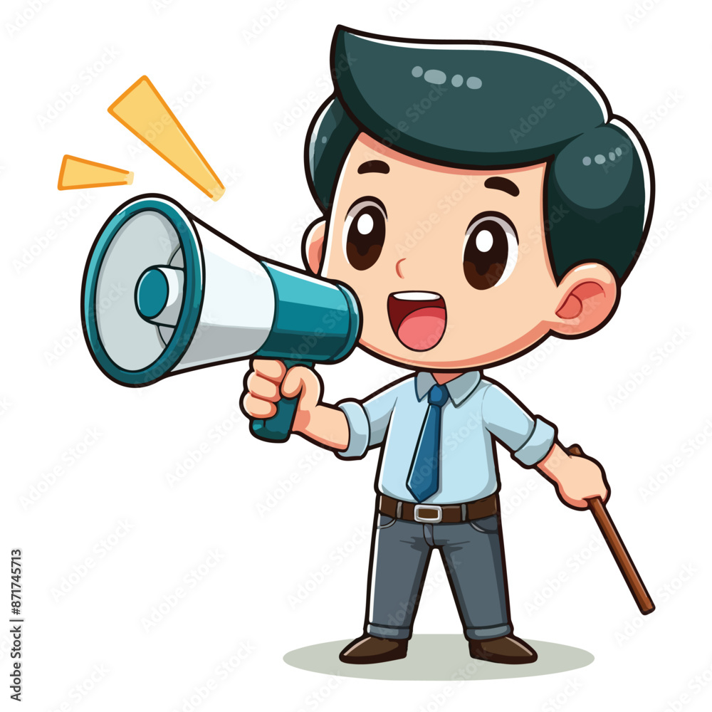 Vector image of person giving an announcement Vector image of person giving an announcement
