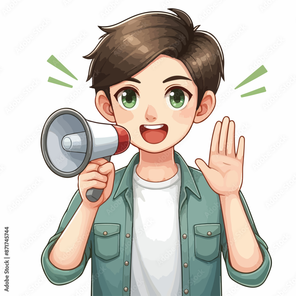 Vector image of person giving an announcement Vector image of person giving an announcement