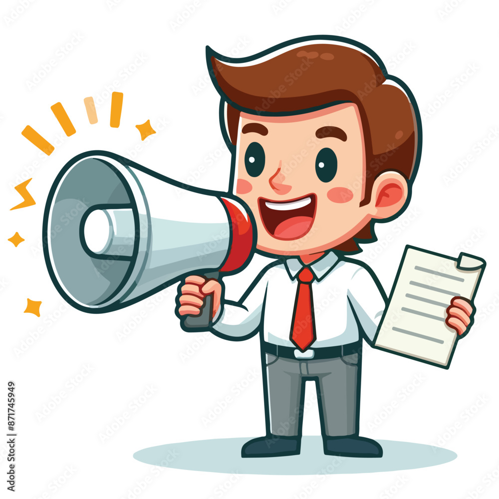 Vector image of person giving an announcement Vector image of person giving an announcement