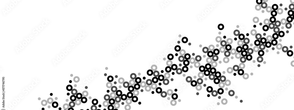 Halftone abstract background of hollow dots. Mosaic texture of random particles. Chaotic ornament. Linear pattern. Design of banner, poster on website, frame for social networks. Vector illustration Halftone abstract background of hollow dots. Mosaic texture of random particles. Chaotic ornament. Linear pattern. Design of banner, poster on website, frame for social networks. Vector illustration