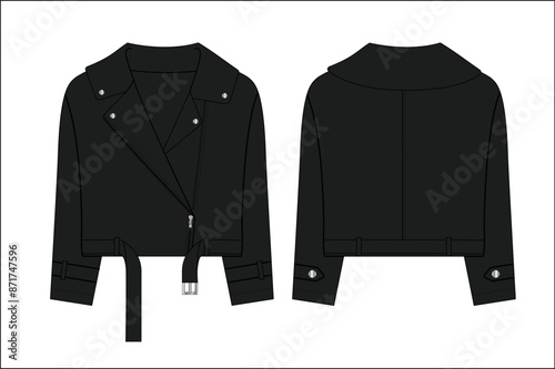 Bild auf Leinwand bicker jacket flat sketch leathers jacket cropped fashion illustration