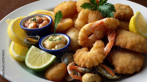 Mixed Seafood Fry Italian Fritto Misto di Mare photo