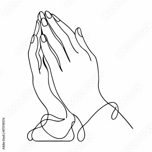 continuous single line drawing of hands clasped in prayer as a line art vector illustration (17)