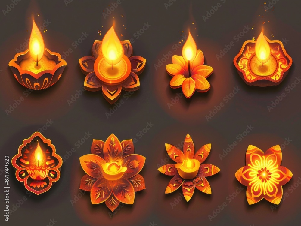 Burning Candles with Flowers and Leaves Burning Candles with Flowers and Leaves