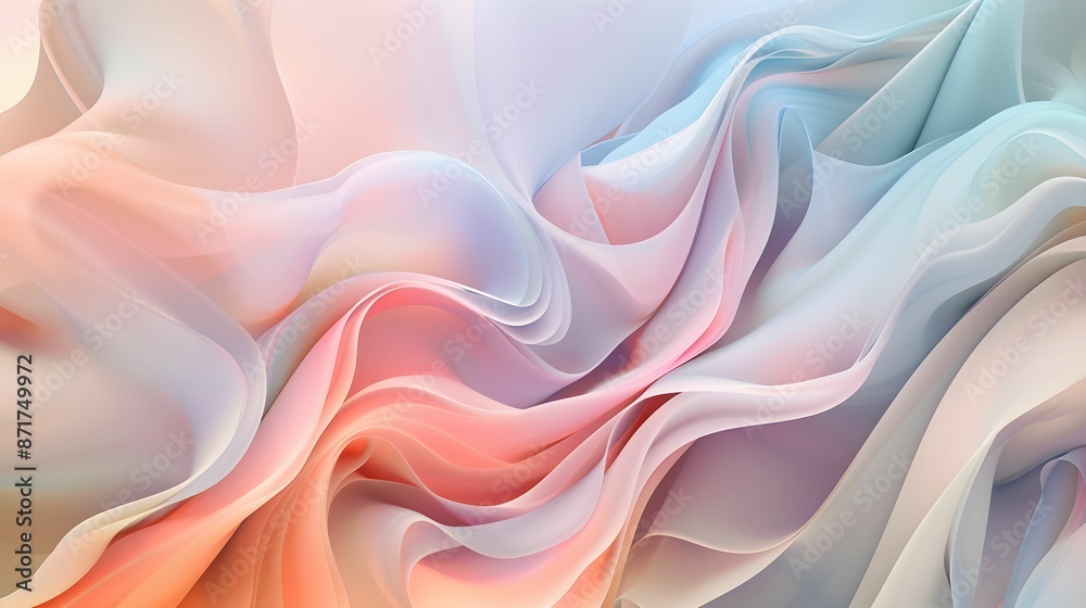 Obraz premium Abstract Fluid Shapes in Pastel Colors – Flowing Soft Curves and Delicate Hues 